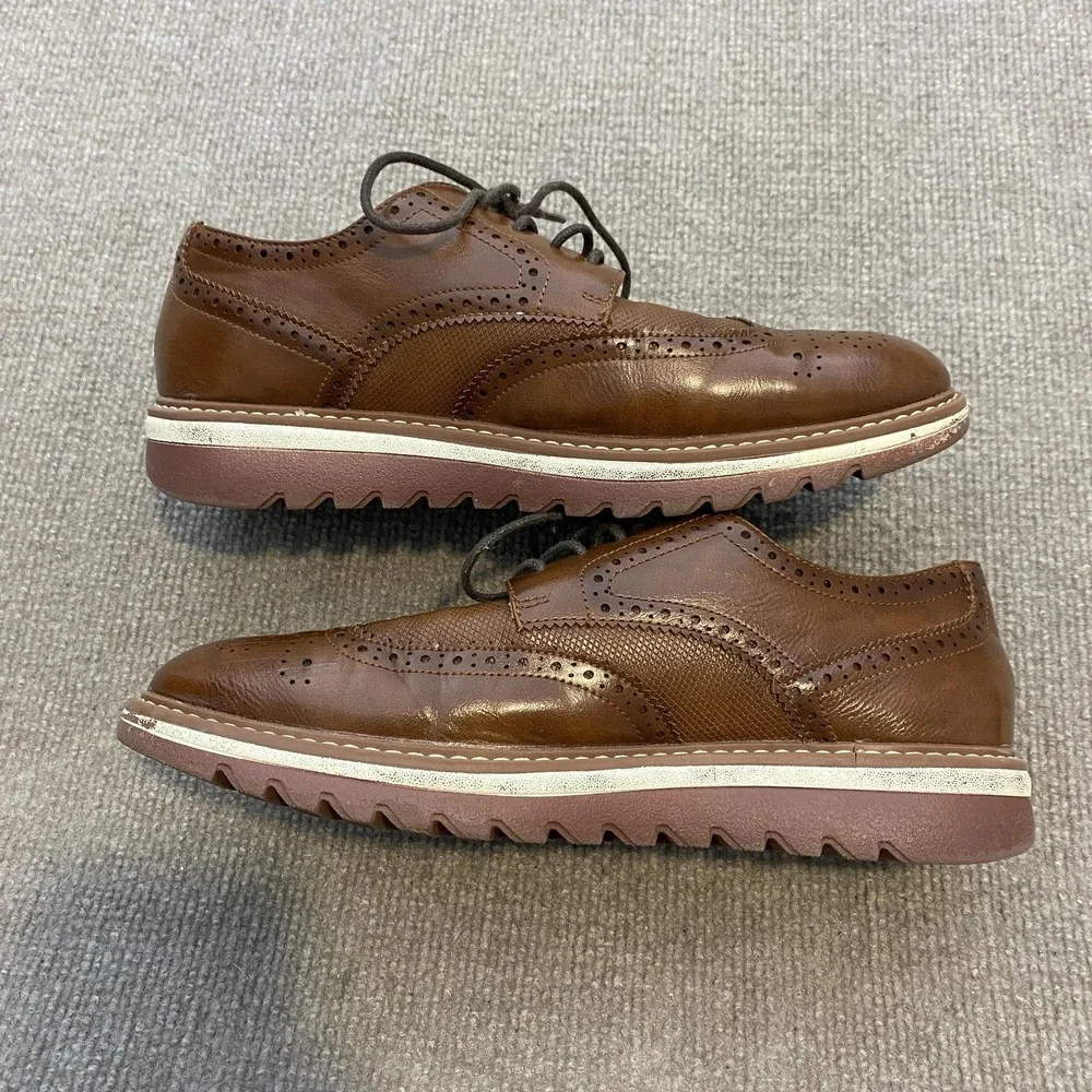 Steve Madden Shoes Mens Size 8 Brown Leather Wingtip Brogue Dress Oxfords Casual